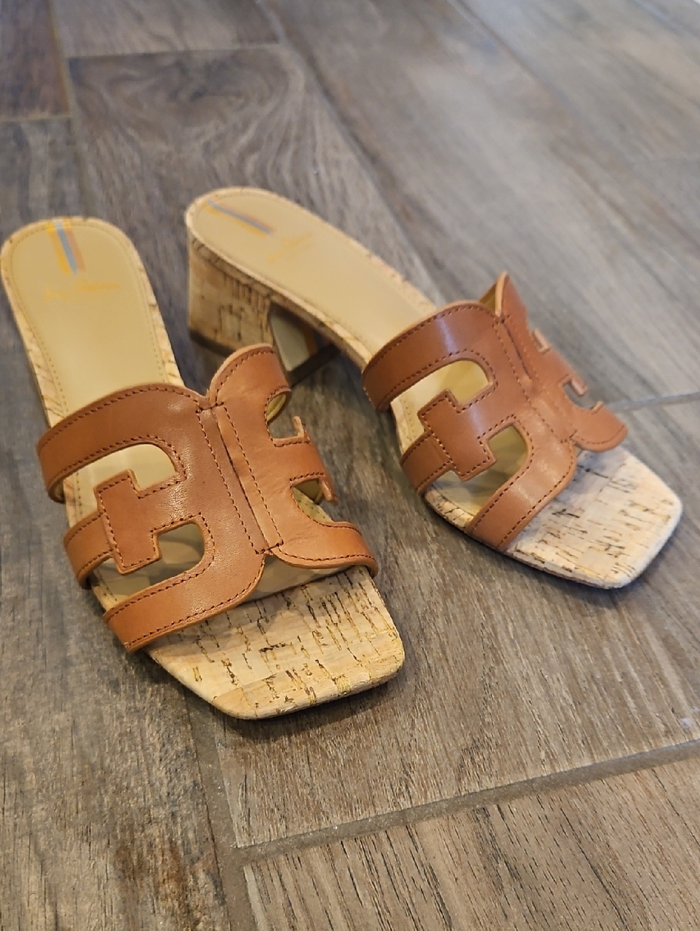 ✨ Sam Edelman Winslow Cork Heel  Congac Slide Sandals – Size 7 ✨